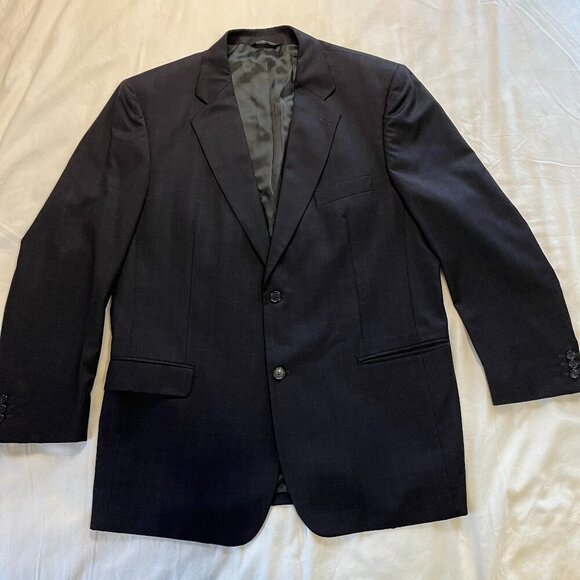 Reda Super 100's Italian Made Navy Blue Plaid Suit Jacket | Size 40 - Picture 1 of 10